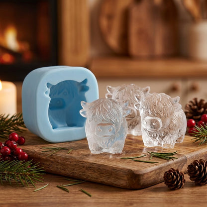 ⏳Last Day Special Price $6.99!!🐮 Mini Highland Cow Ice Cube Mold – Cute 3D Ice for Drinks, Parties & Gifts