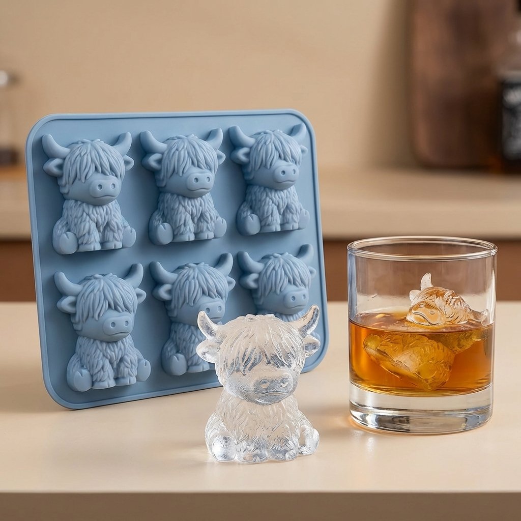 ⏳Last Day Special Price $6.99!!🐮 Mini Highland Cow Ice Cube Mold – Cute 3D Ice for Drinks, Parties & Gifts
