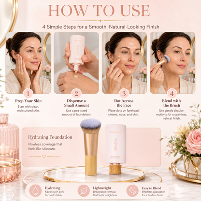 Radoxrise™ timeless hydrating foundation & serum foundation brush - full coverage serum foundation + FREE brush