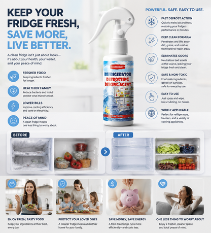 🧊 Defrosting Spray for Fridge Freezer,Powerful Refrigerator Defrost Spray,Fridge Deodoriser