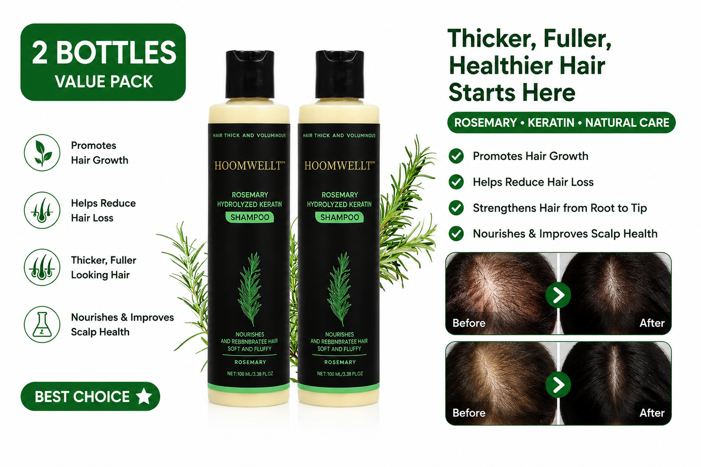 🌱 Organic Rosemary Hair Growth Shampoo